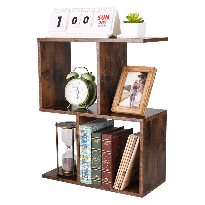 PAG Desktop Shelf Freestanding Wooden Small Bookshelf Desk Supplies Organizers and Accessories Storage Display Rack Office Dorm Decor for Women, Antique Brown - Image 3